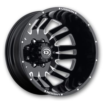 Vision Wheels 401 Rival Dually 20x8.25 Gloss Black with Machined Face - Rear 8x165.1 -145mm 121.4mm