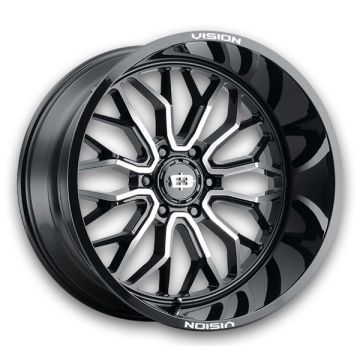 Vision Wheels 402 Riot 18x9 Gloss Black Machined Face 6x139.7 -12mm 106.2mm