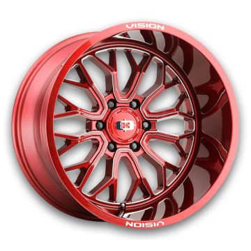Vision Wheels 402 Riot 20x9 Red Tint Milled Spoke 5x139.7 12mm 108mm
