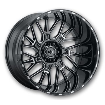 Vision Wheels 404 Brawl 20x12 Gloss Black Milled Spoke 8x170 -51mm 125.2mm