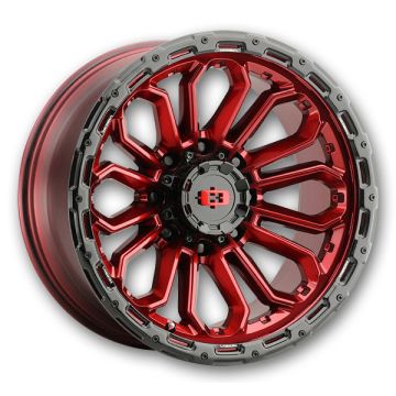 Vision Wheels 405 Korupt 17x9 Gloss Red w/Gloss Black Lip 8x170 -12mm 125.2mm