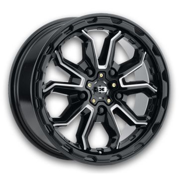 Vision Wheels 410 Korupt 17x7.5 Gloss Black Milled Spoke 5lug 5x130 +45mm 78.3mm