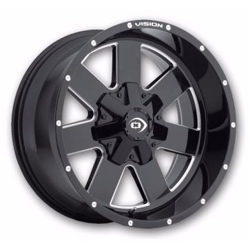 Vision Off-Road Wheels 411 Arc 17x9 Gloss Black Milled Spoke 6x139.7 -12mm 106.2mm