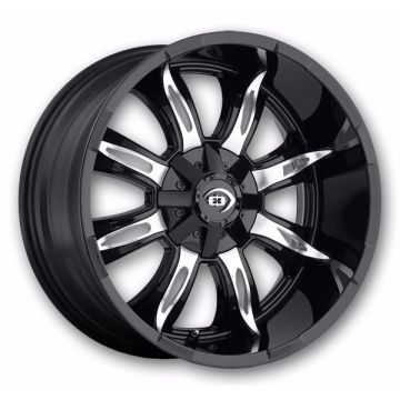 Vision Off-Road Wheels 423 Manic 17x9 Gloss Black Machined Face 5x114.3 +12mm 83mm
