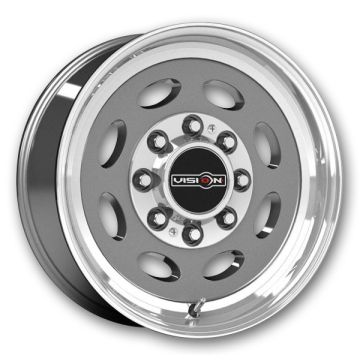 Vision Wheels 81NR Heavy Hauler 19.5x7.5 Gunmetal Machined Lip 8x165.1 +0mm 124.5mm