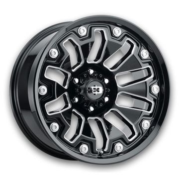 Vision Off-Road Wheels 362 Armor 20x10 Gloss Black Milled Spoke with Black Bolt Inserts 5x127 -25mm 78.1mm