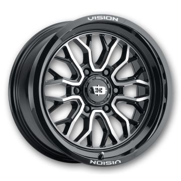 Vision Off-Road Wheels 402 Riot 22x10 Gloss Black Machined Face 6x139.7 -19mm 106.2mm