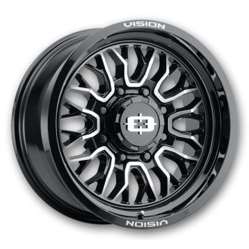 Vision Off-Road Wheels 402 Riot 18x9 Gloss Black Machined Face 8x165.1 +12mm 125.2mm