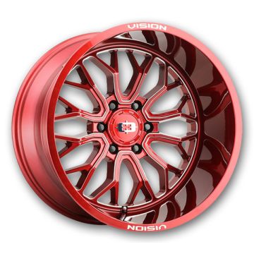 Vision Off-Road Wheels 402 Riot 20x10 Red Tint Milled Spoke 8x170 -25mm 125.2mm