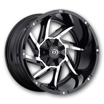 Vision Off-Road Wheels 422 Prowler 20x12 Gloss Black Machined Face 6x139.7 -51mm 106.2mm