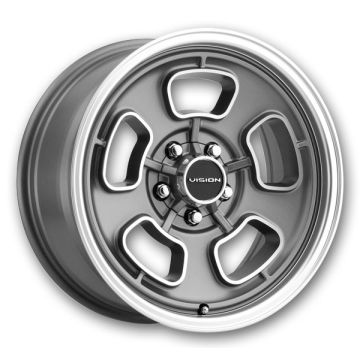 Vision Wheels 148 Shift 17x8 Satin Grey Machined Face/Lip 5x114.3 +19mm 83mm