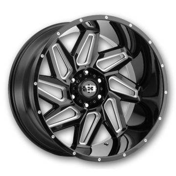 Vision Off-Road Wheels 361 Spyder 22x14 Gloss Black Milled Spoke 6x139.7 -76mm 106.2mm