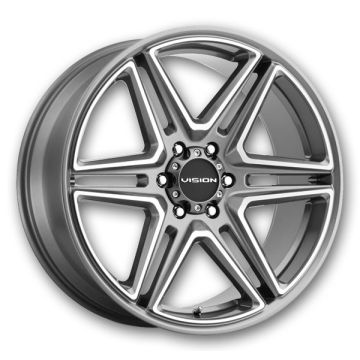 Vision Wheels 476 Wedge 22x9.5 Gunmetal Machined Face 5x115 +8mm 74.1mm