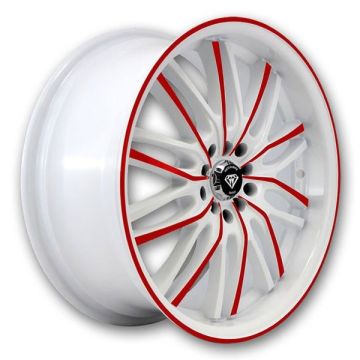 White Diamond Wheels W3108 17x7 White With Red Face 4x100/4x114.3 +35mm 73.1mm