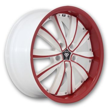 White Diamond Wheels W981 20x8.5 White with Red Face 5x114.3 +35mm 73.1mm
