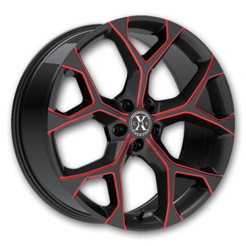 Xcess Wheels 5 Flake 18x8.5 Gloss Black Candy Red Milled 5x120 +35mm 74.1mm