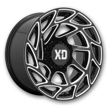 XD Series Wheels Onslaught 22x12 Gloss Black Milled 8x170 -44mm 125.1mm