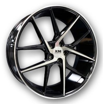 XM Luxury Wheels XM-204 22x10 Black Machine Face 5x115 +20mm 72.56mm