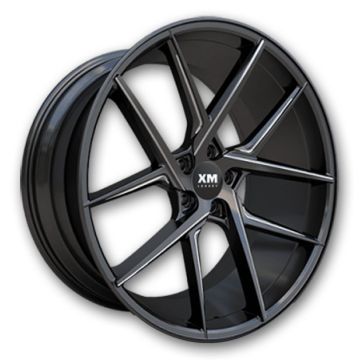 XM Luxury Wheels XM-204 22x10.5 Gloss Black Milled 5x120 +33mm 74.1mm