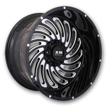 XM Offroad Wheels XM-306 22x12 Gloss Black Milled 5x139.7/5x150 -44mm 110mm