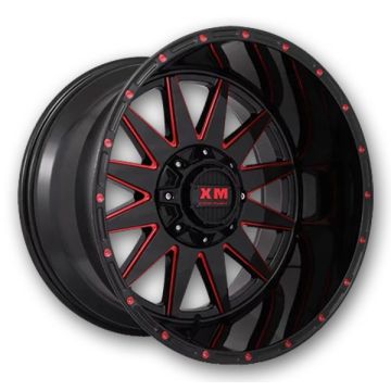 XM Offroad Wheels XM-312 20x10 Black Red Milled 6x135/6x139.7 -12mm 108mm