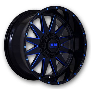 XM Offroad Wheels XM-312 20x12 Gloss Black Blue Milled 6x135/6x139.7 -44mm 108mm