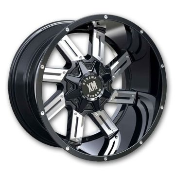 XM Offroad Wheels XM-319 22x12 Gloss Black Chrome Inserts 5x139.7/5x150 -44mm 110mm