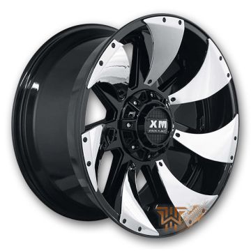 XM Offroad Wheels XM-326 22x12 Gloss Black Chrome Inserts 5x139.7/5x150 -44mm 110mm