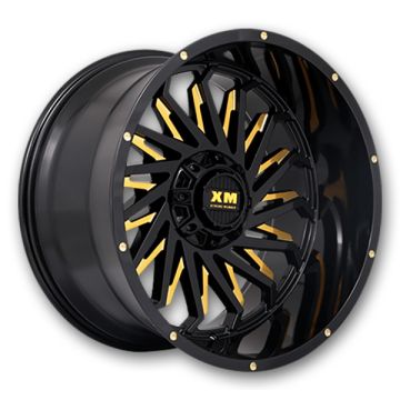 XM Offroad Wheels XM-330 20x10 Gloss Black Yellow Milled 5x139.7/5x150 +12mm 110mm