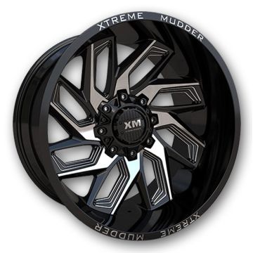 XM Offroad Wheels XM-343 20x10 Gloss Black Machine Milled 5x115/5x127 -6mm 78.1mm