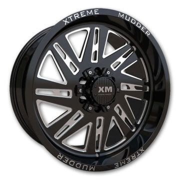 XM Offroad Wheels XM-347 20x10 Gloss Black Milled 5X115/5X127 -6mm 78mm