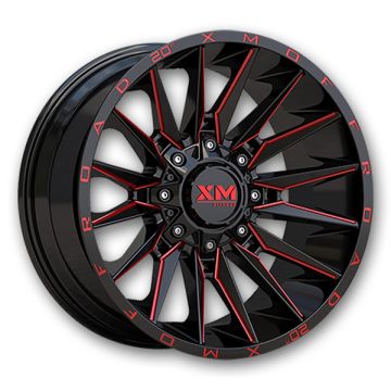XM Offroad Wheels XM-352 20x10 Black Red Milled 5x139.7/5x150 -6mm 110mm