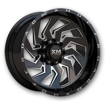 XM Offroad Wheels XM-353 22x12 Gloss Black Milled 6x135/6x139.7 -44mm 108mm