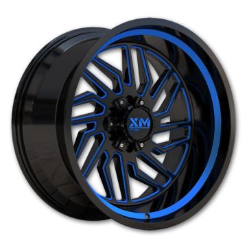 XM Prime Wheels XM-500 Jupiter 22x11 Black Blue Milled 6X135/6x139.7 +44mm 108mm