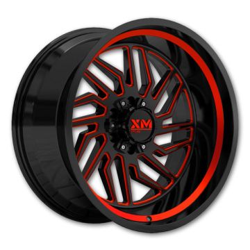 XM Prime Wheels XM-500 Jupiter 22x11 Black Red Milled 6X135/6x139.7 +44mm 108mm