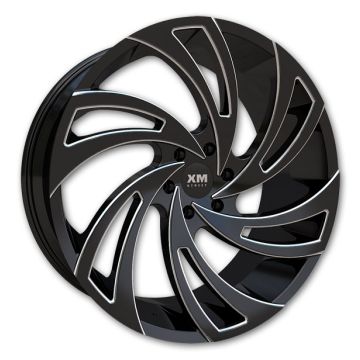 XM Street Wheels XM-603 20x8.5 Black Milled 5X120 +20mm 74.1mm