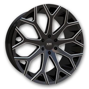 XM Street Wheels XM-608 22x8.5 Gloss Black Milled 5x120 +30mm 74.1mm