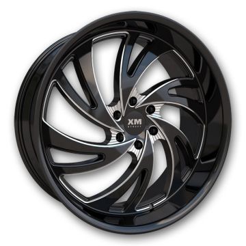 XM Street Wheels XM-616 22x9.5 Black Milled 6x139.7 25mm 78.1mm