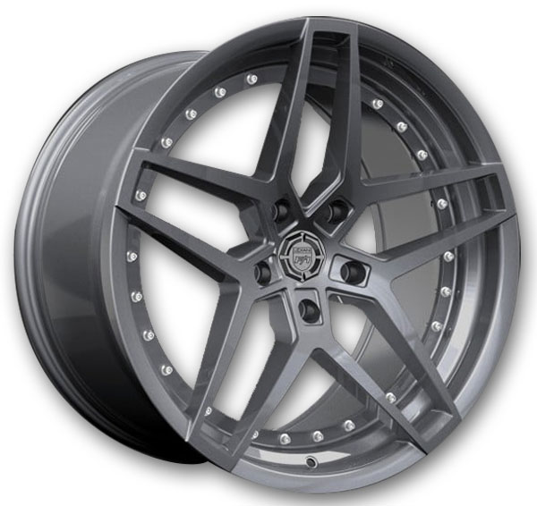 GunMetal Center/ with Stainless Steel Chrome Lip