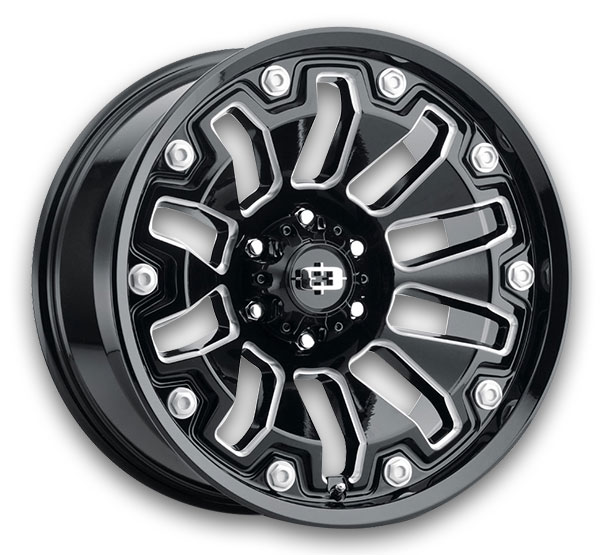 Gloss Black Milled Spoke with Black Bolt Inserts